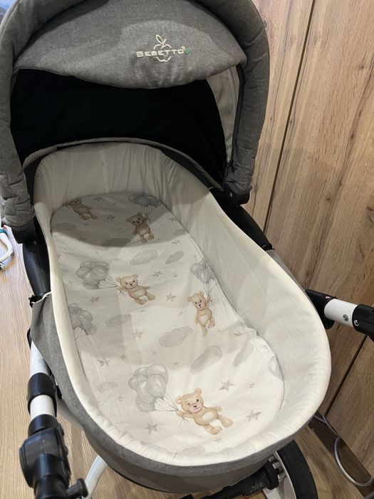 Wózek Bebetto Luca 2w1 – gondola + spacerówka, komplet akcesoriów
