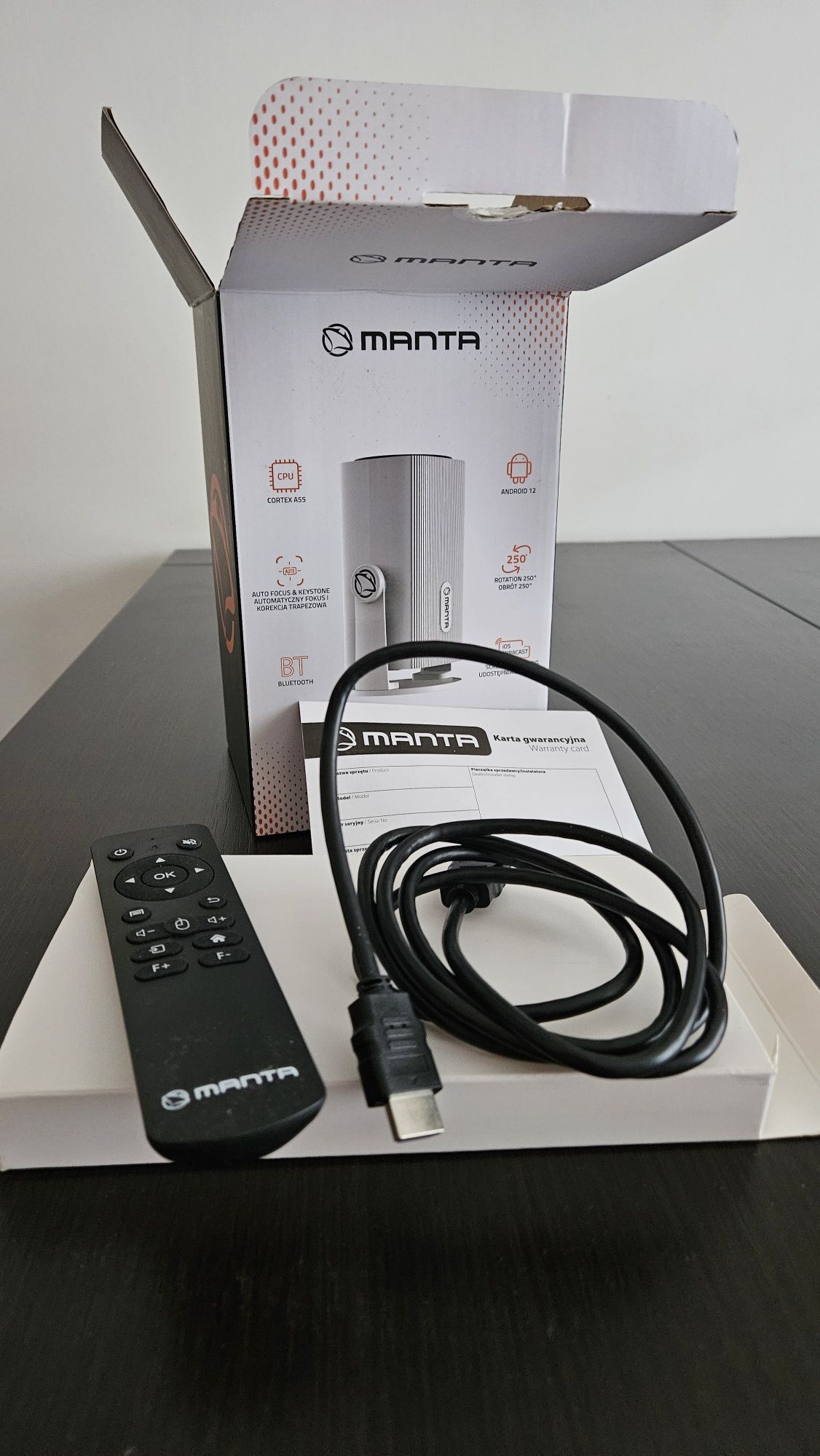 Mini projektor przenośny obrotowy LED Android 12 SMART TV WiFi Bluetoo