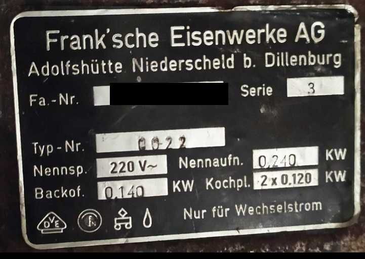 Mini kuchenka i piekarnik Franksche Eisenwerke Oranier 230 V
