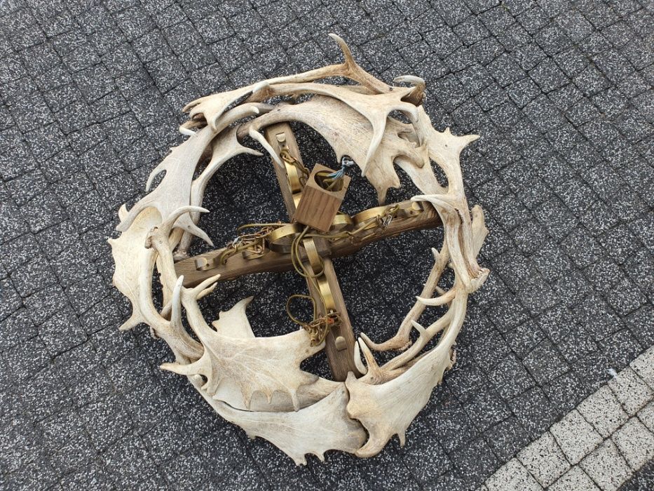 Żyrandol myśliwski z poroży, lampa, poroże, leśniczówka