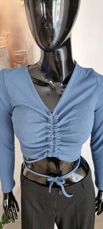 Crop top prążek marszczenie wiązanie New Collection r.Uniwersalny