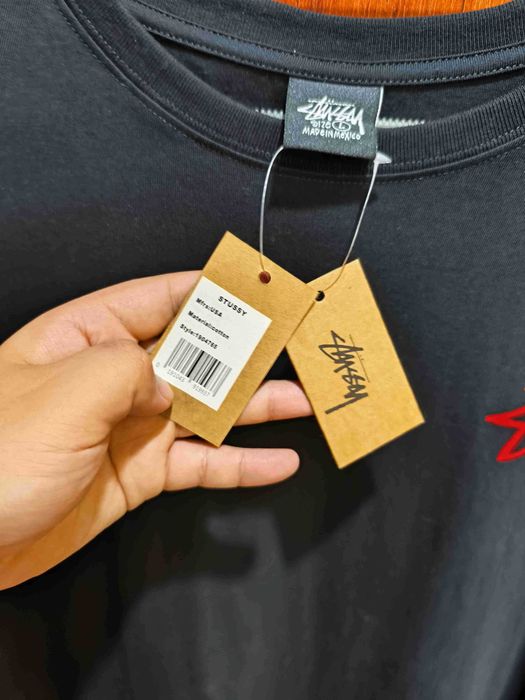 Stussy,Męska czarna koszulka z nadrukiem letnim, rozmiar L