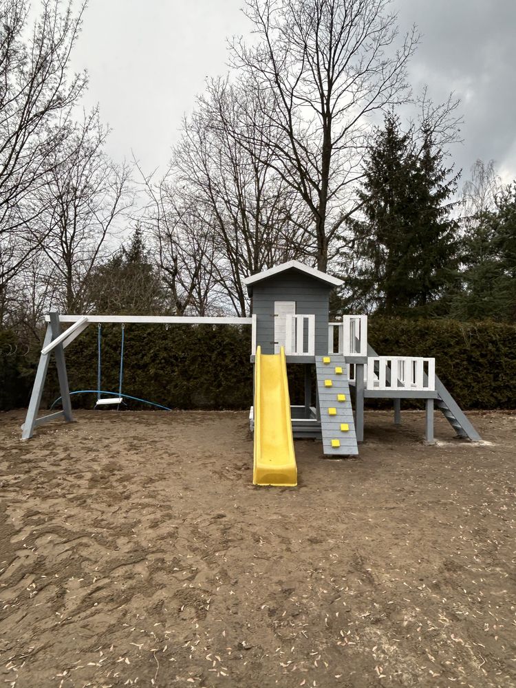 Plac zabaw TUPTUŚ PLUS dla dzieci drewniany ślizg huśtawka piaskownica