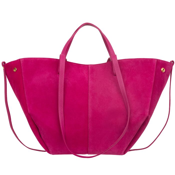 VERA PELLE torebka damska zamszowa shopper duża na ramię V679 fuksja