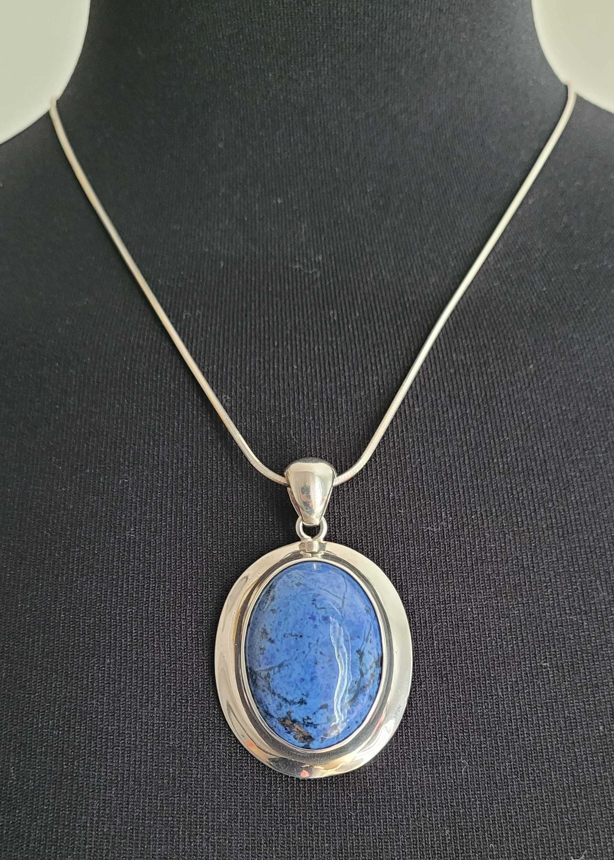 Naszyjnik z lapis lazuli, srebro 925, wyrób artystyczny