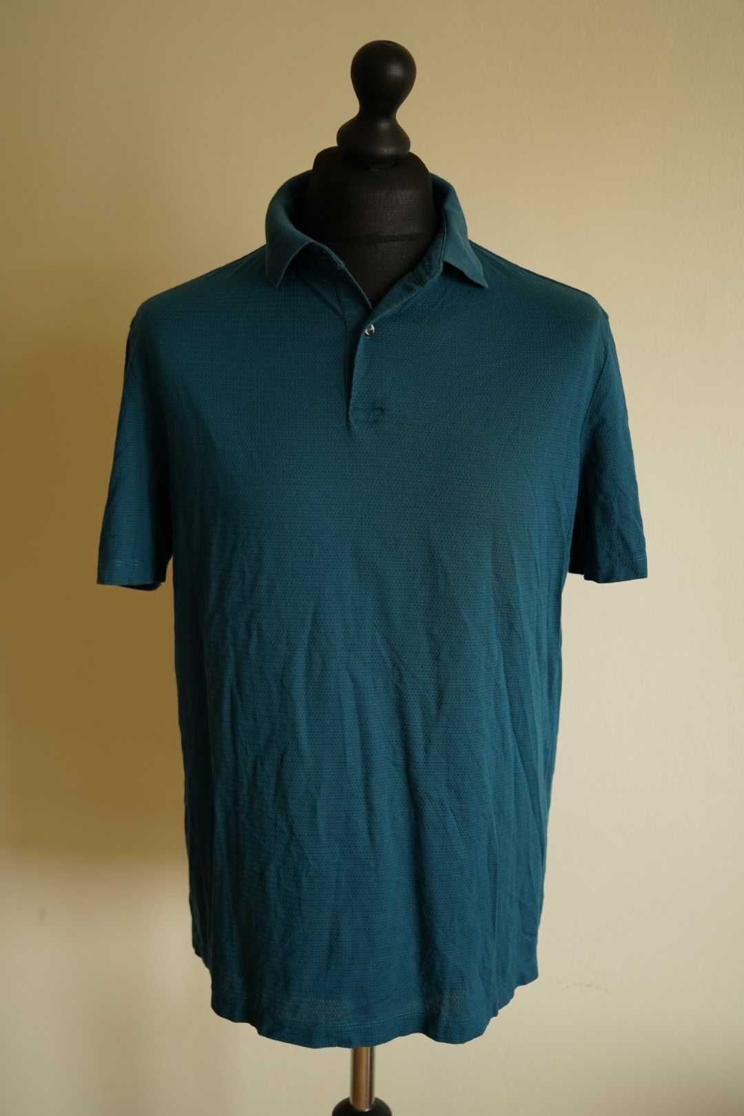 Charles Tyrwhitt zielona niebieska koszulka polo t-shirt L