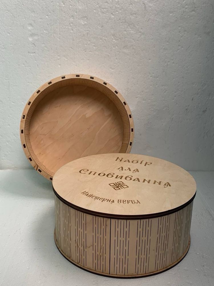 Кругла коробка, круглий бокс, хендмейд коробка, коробка з фанери