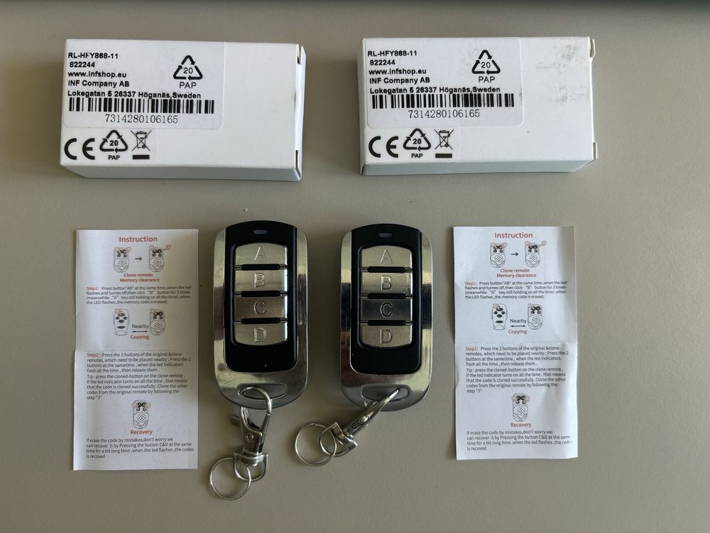 Controle Remoto Rf Universal de 4 Canais 868 Mhz