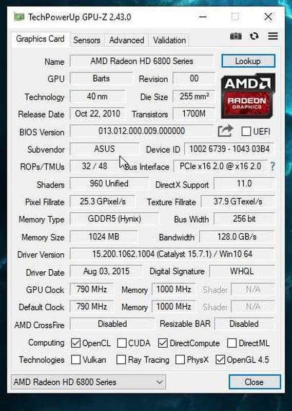 ASUS AMD Radeon HD6850 DC2 1024MB GDDR5 (256bit)