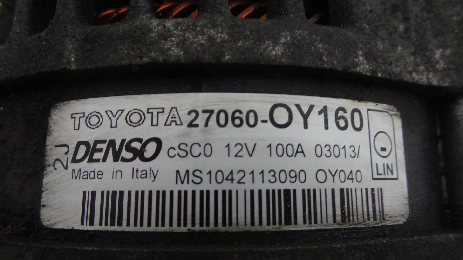 Toyota yaris III auris II 12-  1.33 alternator 27060_0Y160