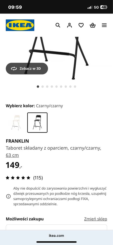 Taboret skladany czarny Franklin