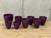 Doniczki ceramiczne, fioletowe, 8 sztuk
