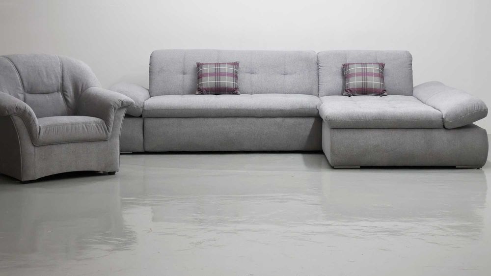 TLE Narożnik funkcja spania FOTEL popielaty rozkładana kanapa rogówkA