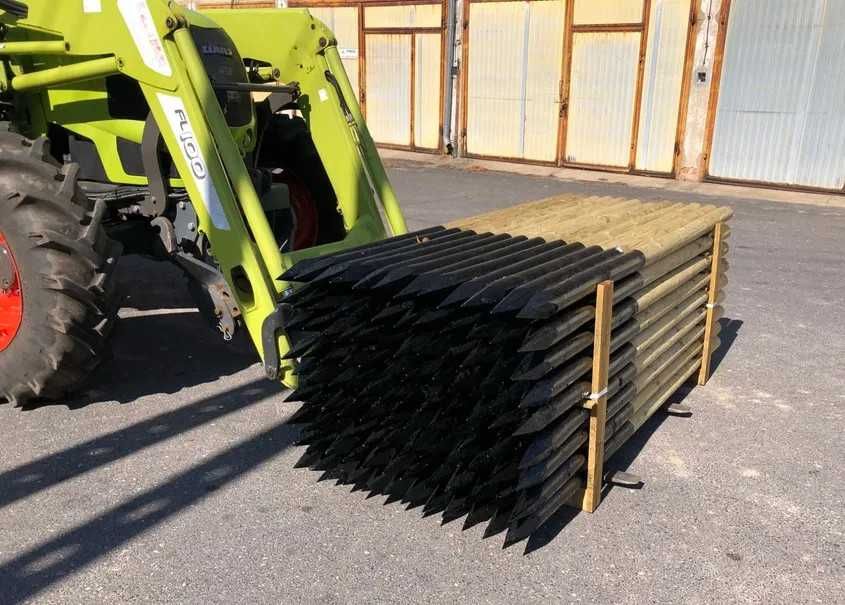 Słupki Paliki drewniane impregnowane i smołowane fi9cm dł250cm mocne