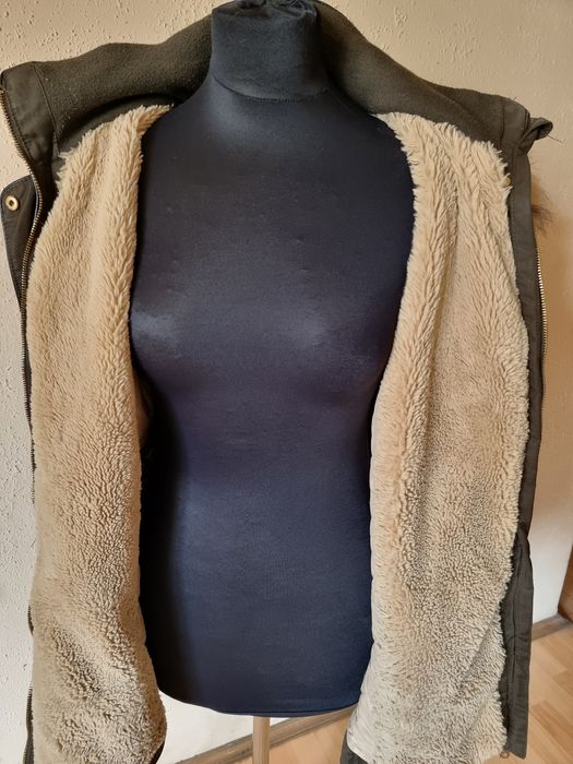 Kurtka zimowa khaki parka z kapturem XXL