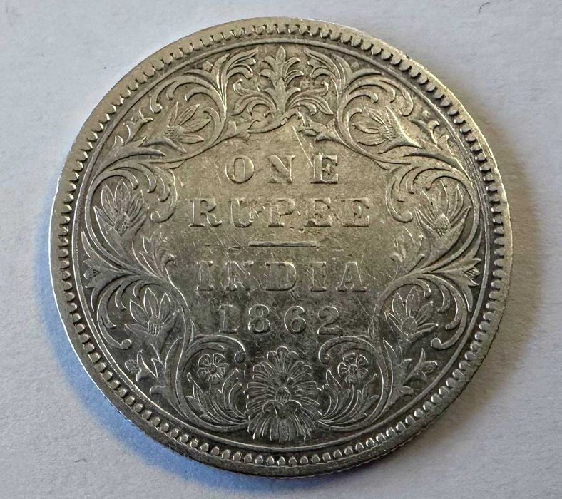 Британська Індія 1862 рік 1 Рупія Срібло 917 Вага: 11,66 грам