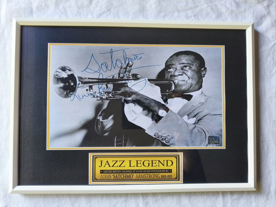 Moldura Jazz Legend Louis Armstrong com Autógrafo (A4)