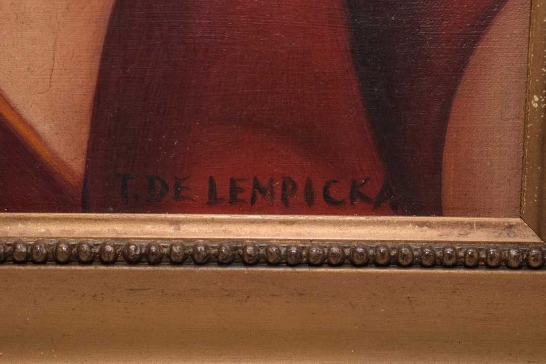 TAMARA De Łempicka - Portret Kobiety - Czerwona Suknia - Obraz Olejny