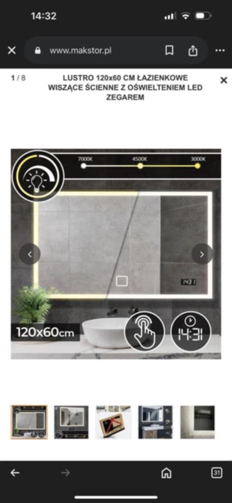 Lustro łazienkowe LED 120×60