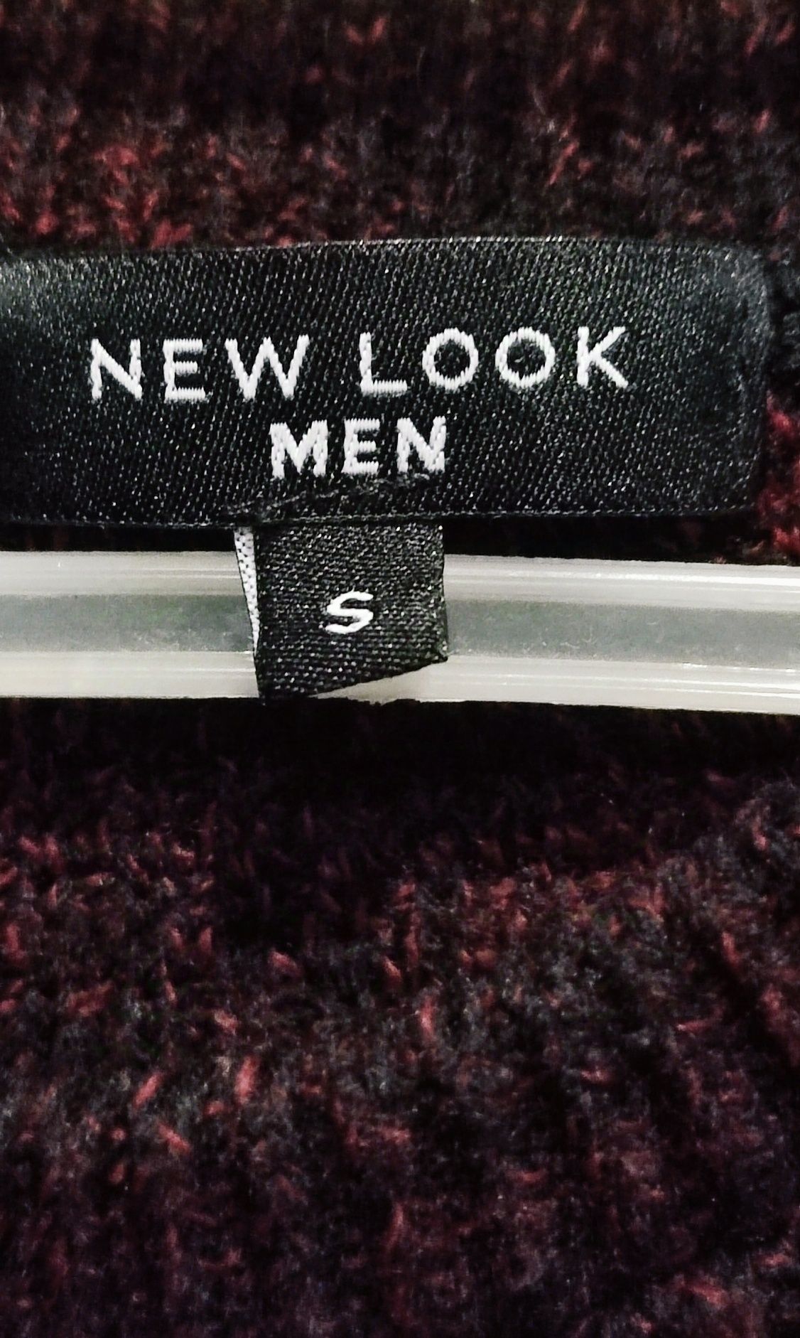 New Look Men Sweter męski czarno-bordowy r.S