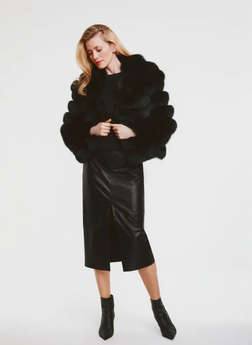 Ochnik Futro naturalne lis czarny XS