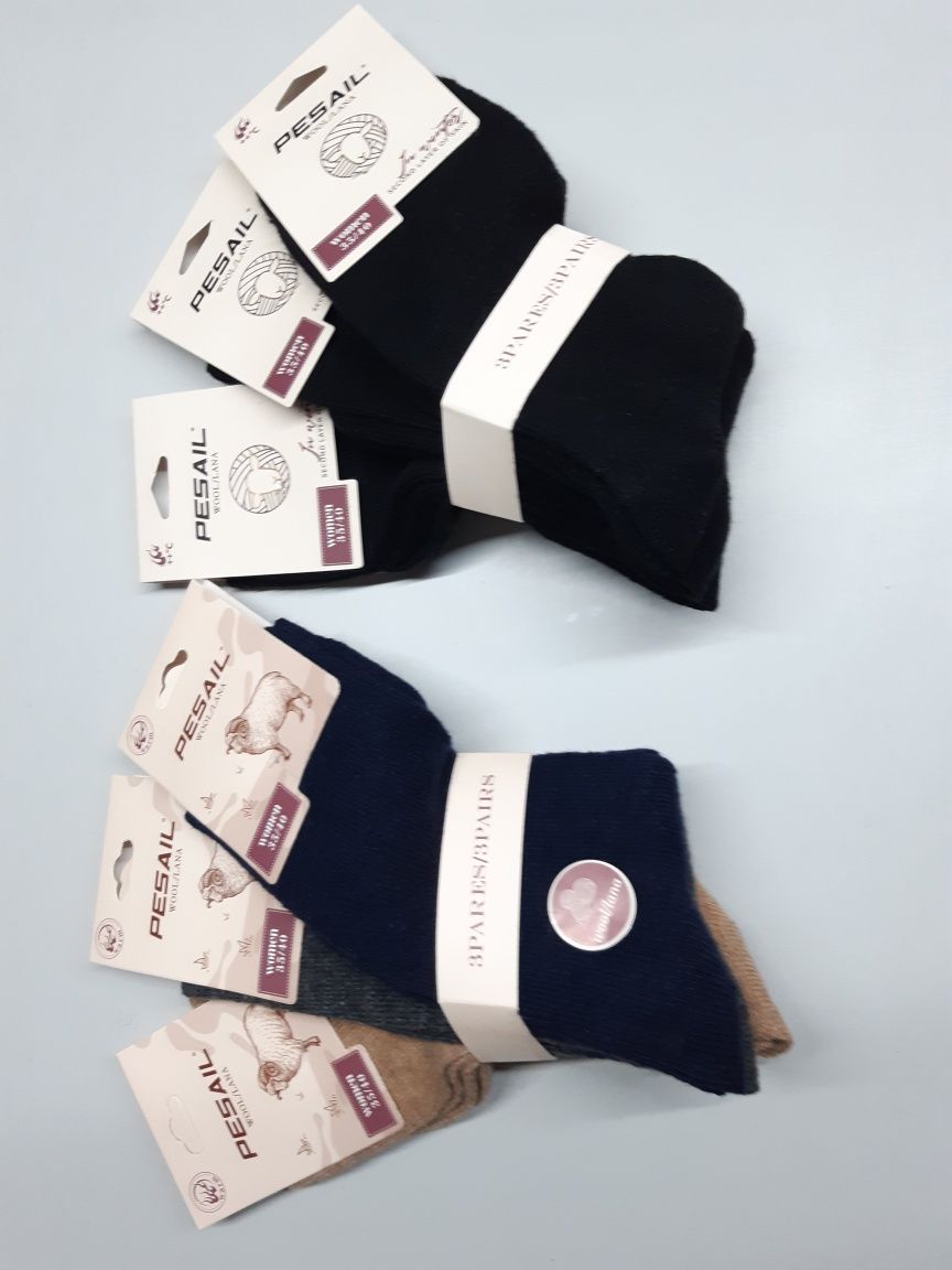 6 pares de meias novas em lã, tamanho 35-40