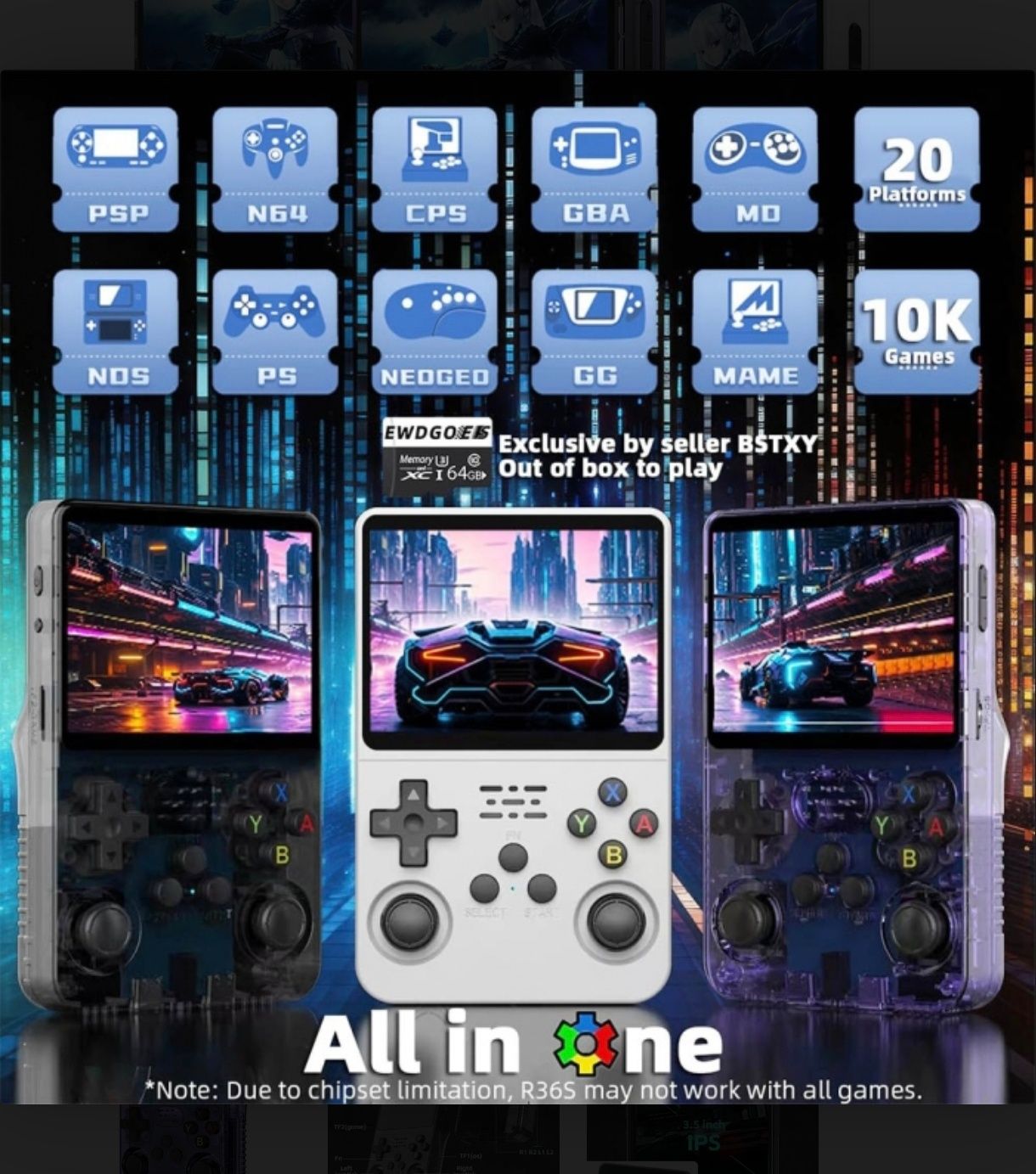 Consola Portátil Game r36s com 15000 jogos incluídos