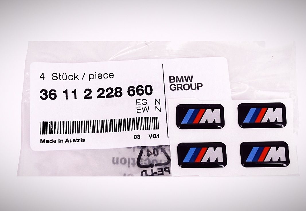 4 x Emblematy logo Naklejeki BMW ///M PAKIET 9X17 NA ALUFELGI