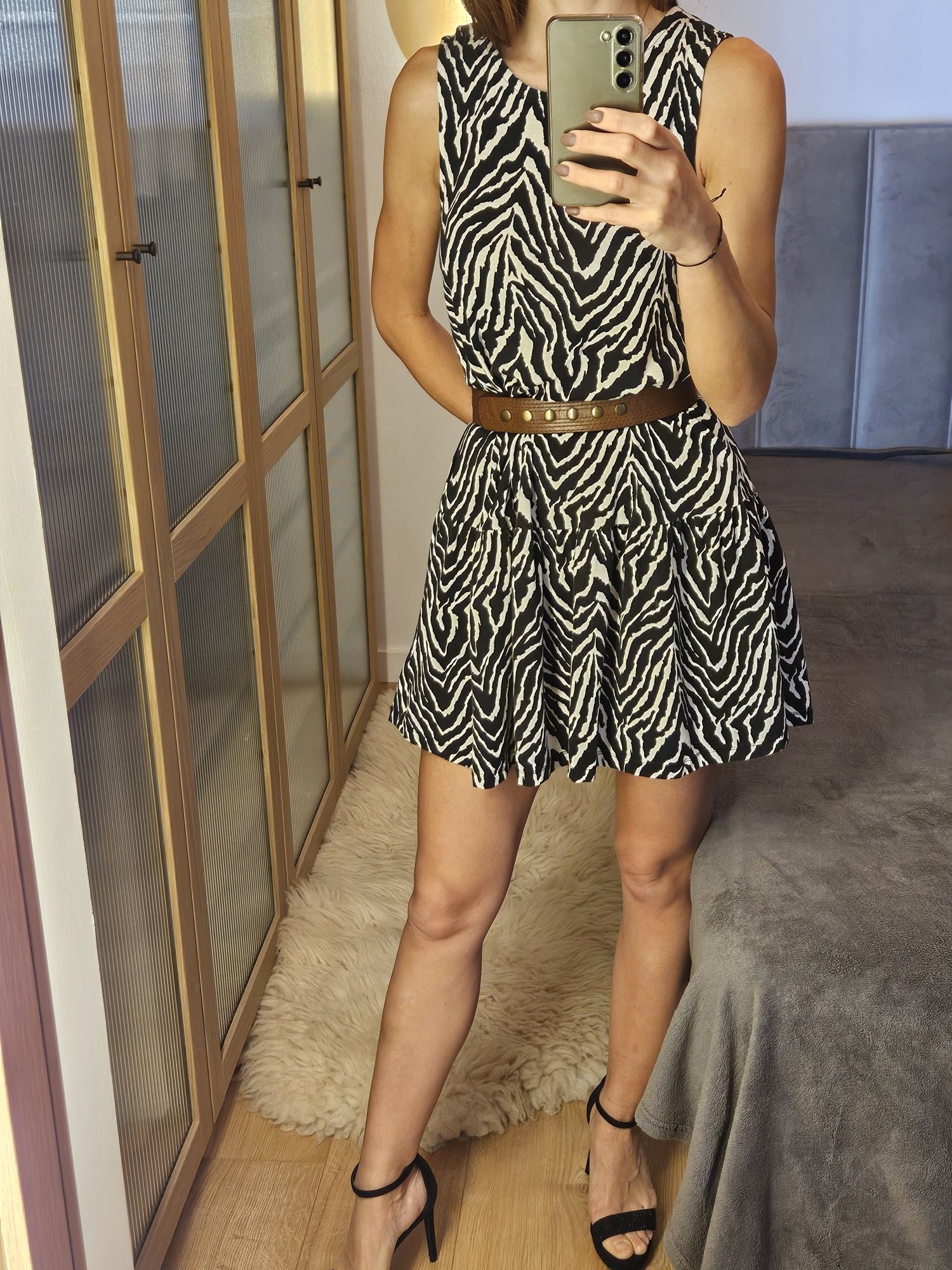 Sukienka zebra diverse bawełna mini