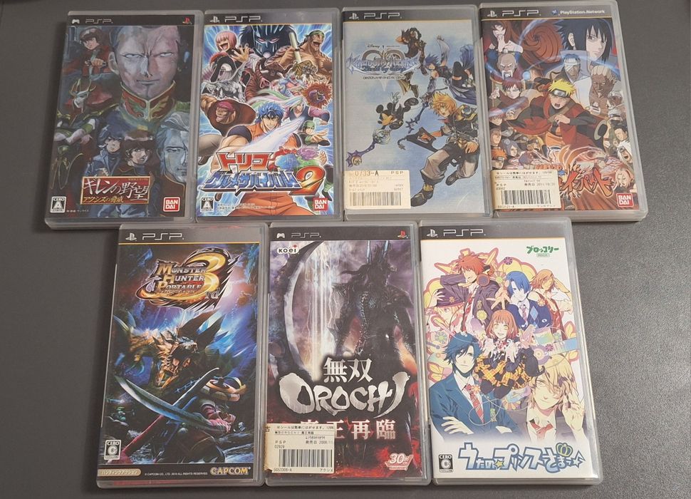 Zestaw gier z Japonii na konsolę psp (gry na psp, anime, manga, unikat