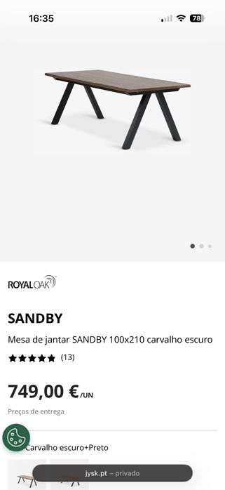 Mesa Jantar + 6 Cadeiras JYSK