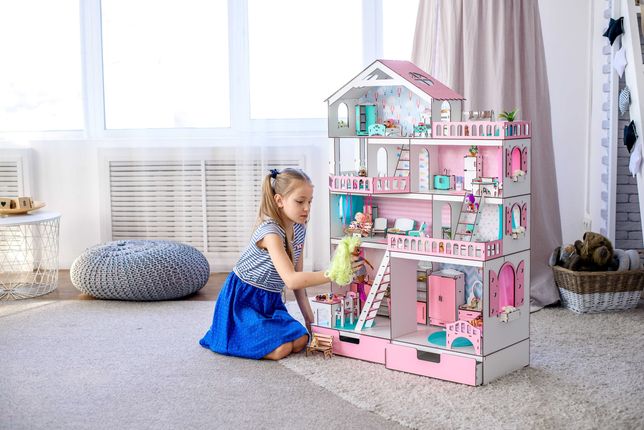 Метровый дом для кукол Лол и Барби мебель ляльковий будиночок іграшки