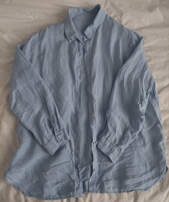 Свободного края, 100% лён,  рубашка с длинным рукавом