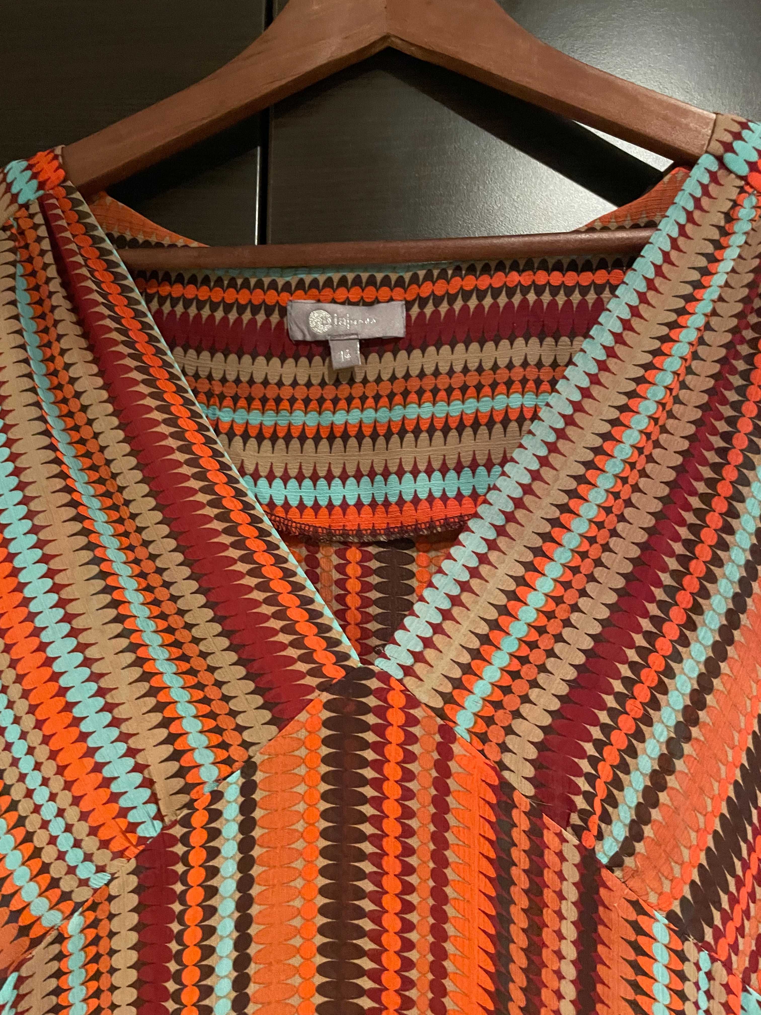 Zjawiskowa sukienka  w stylu lat 70-tych, roz. 14 (42), cena 50 zł)