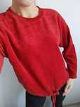 Damski sweter sweterek bawełniany czerwony prążkowany 40 L XL welurowy