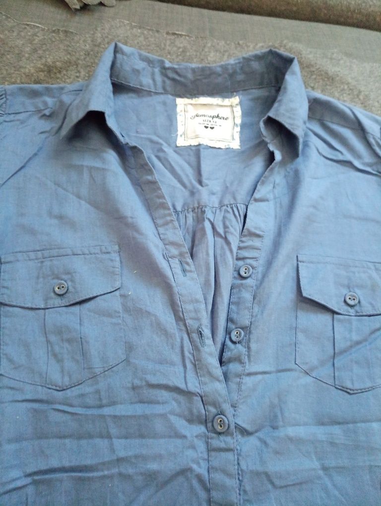 Niebieska damska koszulowa bluzka 40