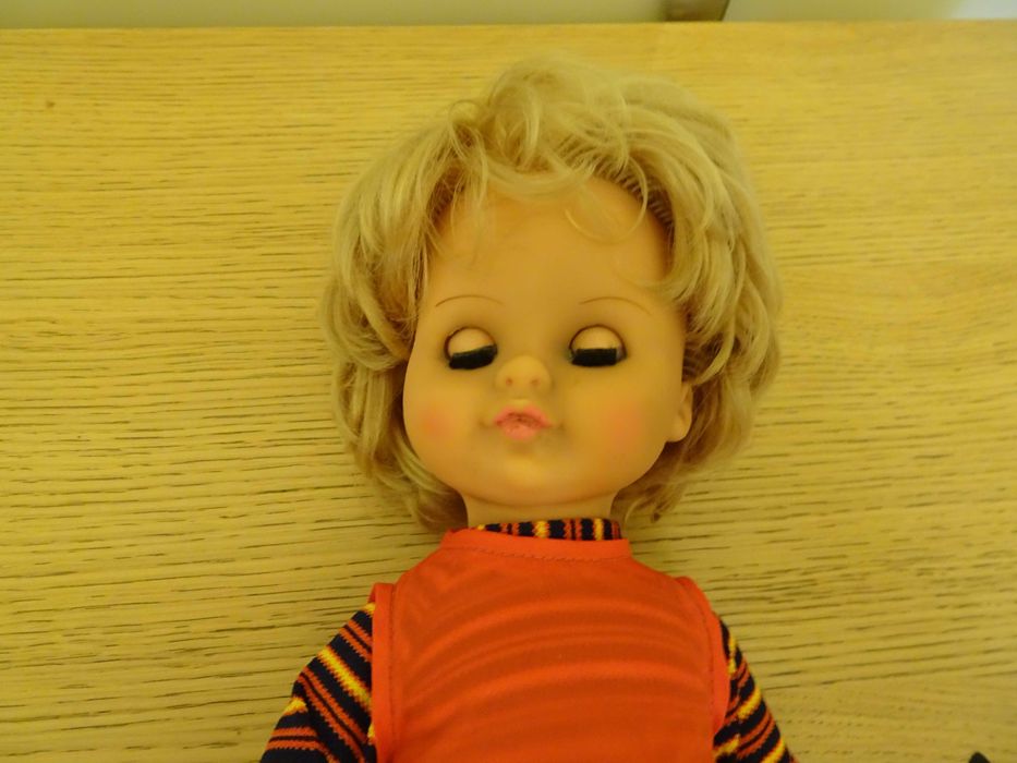 Lalka prl, ruchome oczy, zabawka PRL, vintage, lalka 38 cm