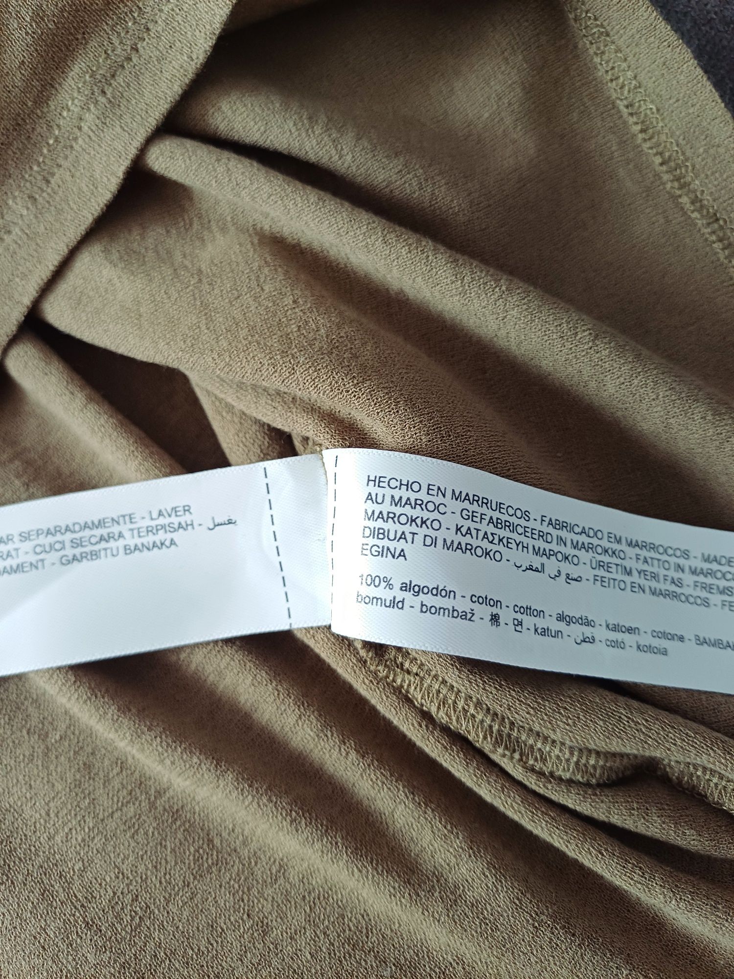 Massimo Dutti asymetryczny top z drapowaniem oliwkowy bawełna bluzka