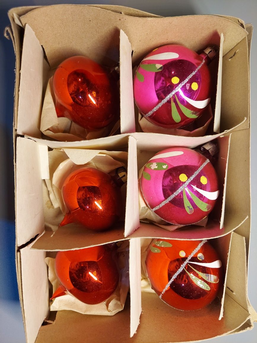 Bombki szklane PRL 6szt