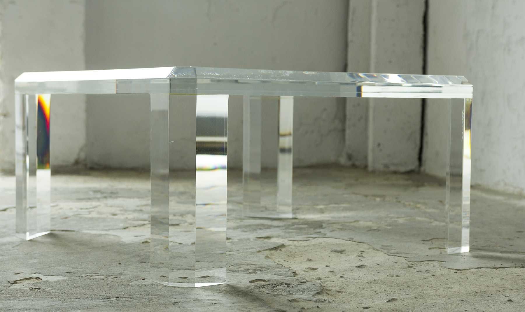 Stolik kawowy akrylowy pleksi plexi pleksa design vintage lata 60 70