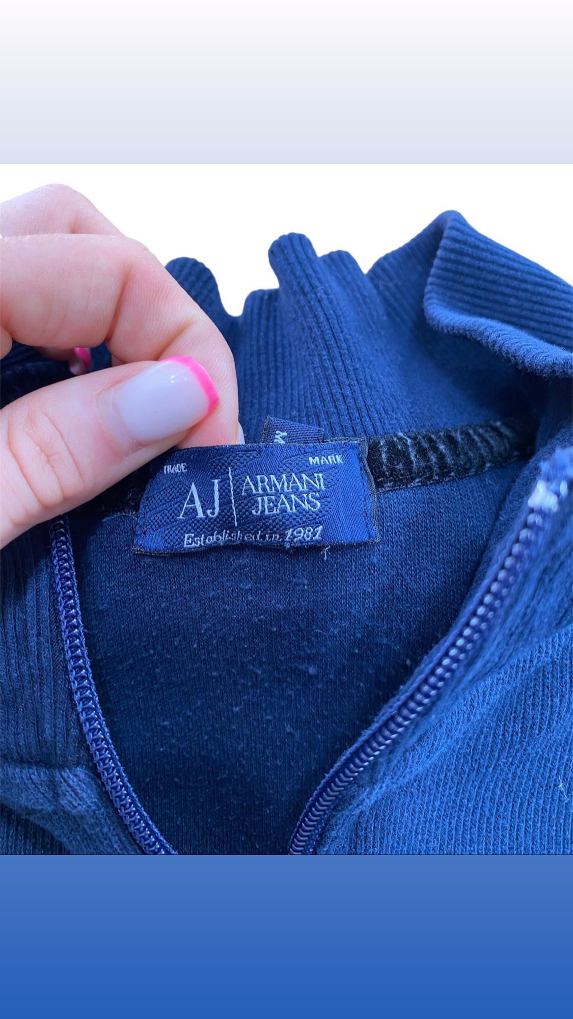 Półgolf męski rozpinany sweter bluza Armani Jeans granatowy L