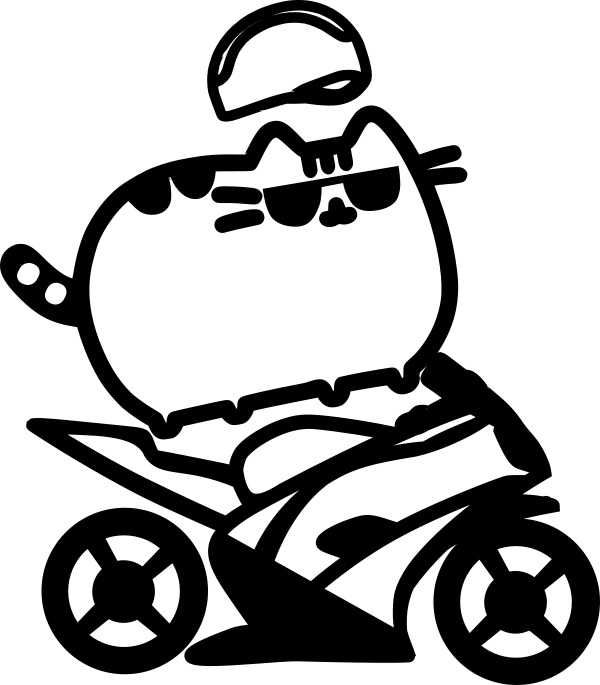 NAKLEJKA KOT PUSHEEN na motocyklu sportowym pushen