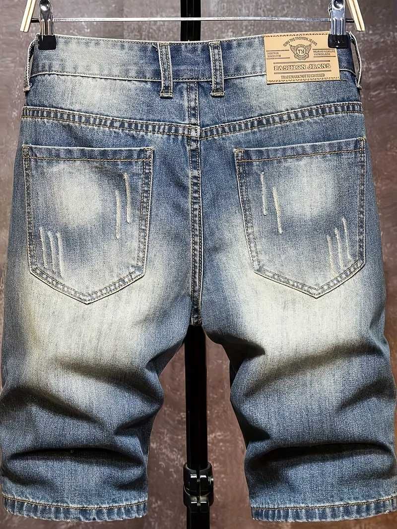 Dżinsy w stylu Vintage - Królewski Niebieski z Przetarciami L 52