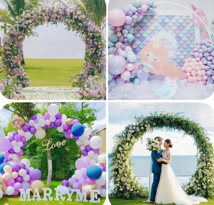 Białe koło na balony kwiaty wesele urodziny roczek osiemnastka 2,5 m