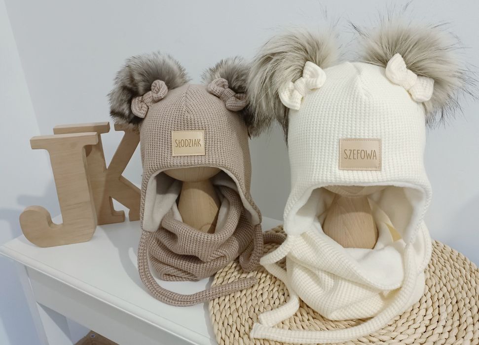 Zimowe zestawy handmade podszyte polarem
