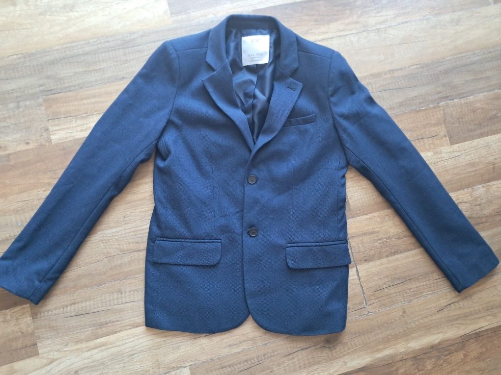 Garnitur granatowy Zara 146 152 wełniany wesele marynarka elegancka