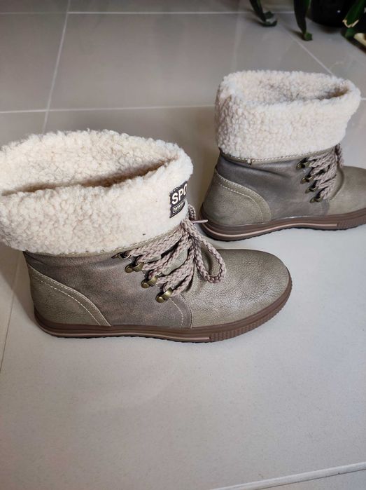 buty  damskie  Jesienno /zimowe   beżowe ocieplane   OKAZJA