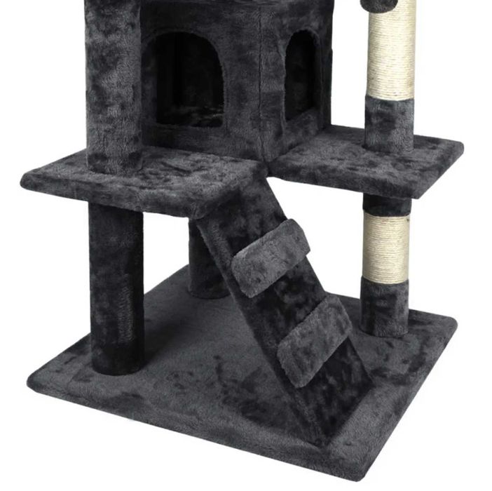 Wielopoziomowy drapak dla kota z domkiem i sizalem, 132 cm