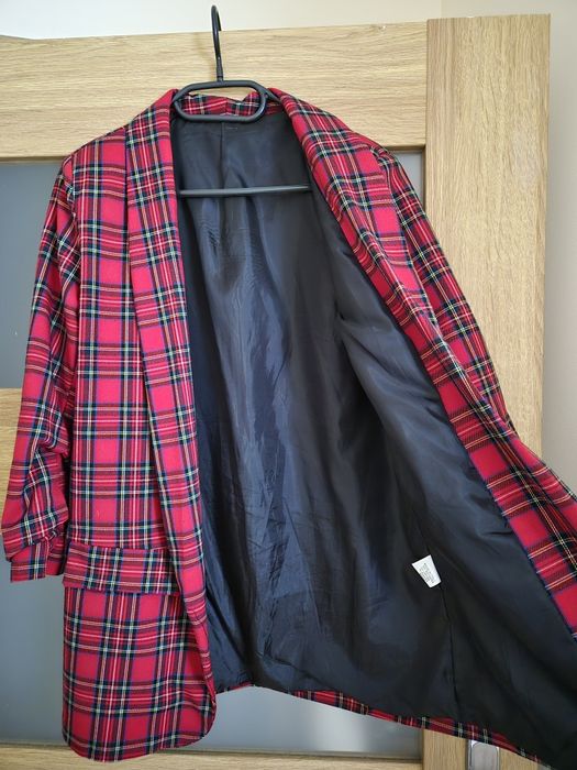 Marynarka Żakiet czerwony w kratę M / L