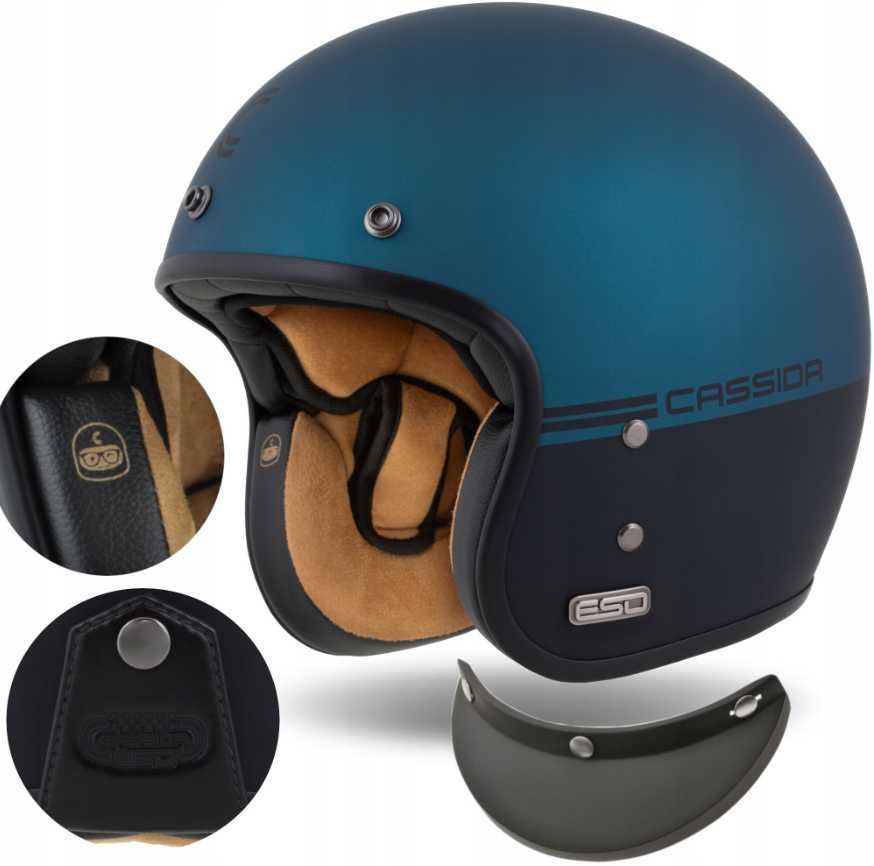 Kask motocyklowy CASSIDA ESO WŁÓKNO szklane pod intercom S-2XL